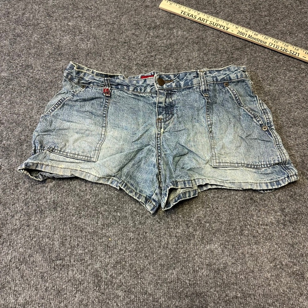 Mudd Denim Shorts Womens Size 13 Blue Low Rise Ramie Cotton Utility Y2K 4AB068